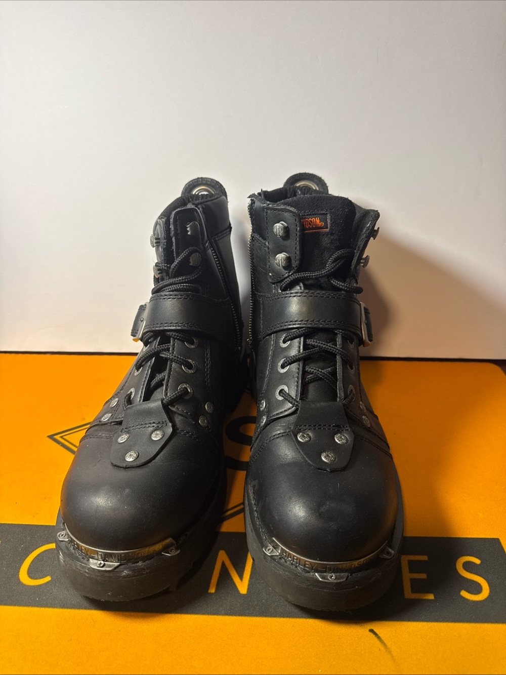 Harley Davidson D91684 Men's Brake Buckle Black Leather Motorcycle Boots Sz 11